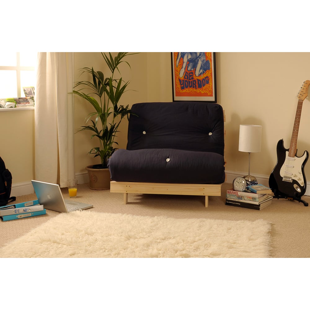 Brooklyn Luxury Single Sleeper Navy Futon Base and Mattress Image 3