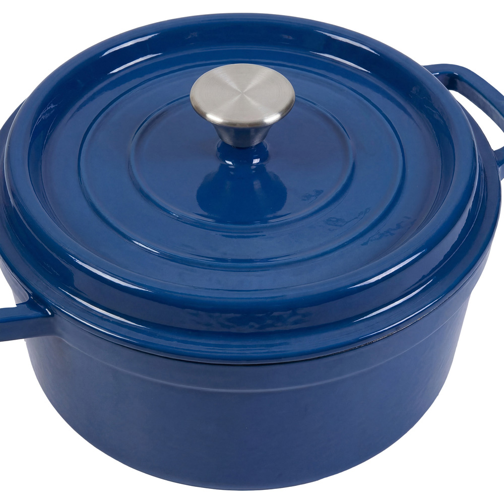 Living and Home Dark Blue Enamelled Cast Iron Dutch Oven Pot 5L Image 3