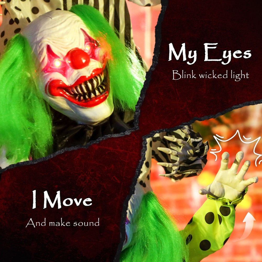 Outsunny Sound Activated Stackable Animatronics Clowns Halloween Decoration Image 8