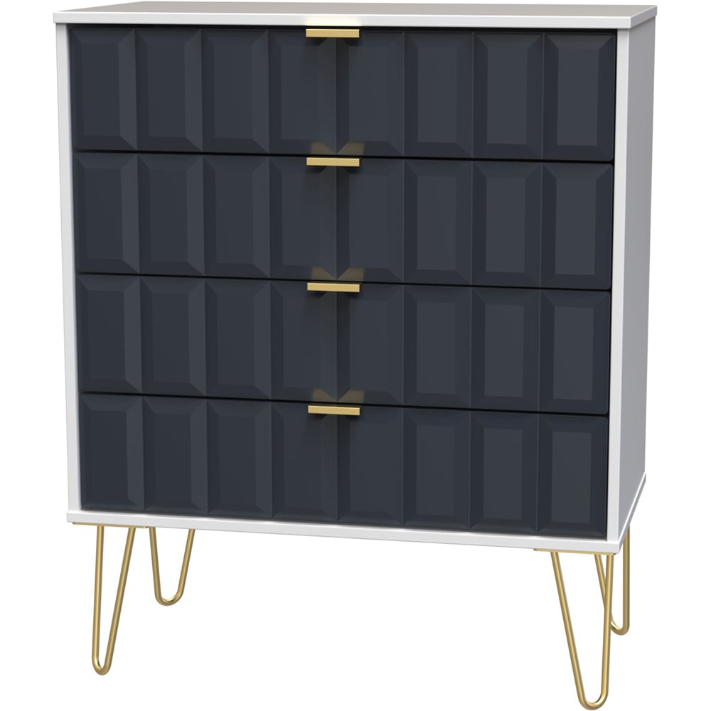 Crowndale Cube 4 Drawer Matt Indigo and White Chest of Drawers Ready Assembled Image 2