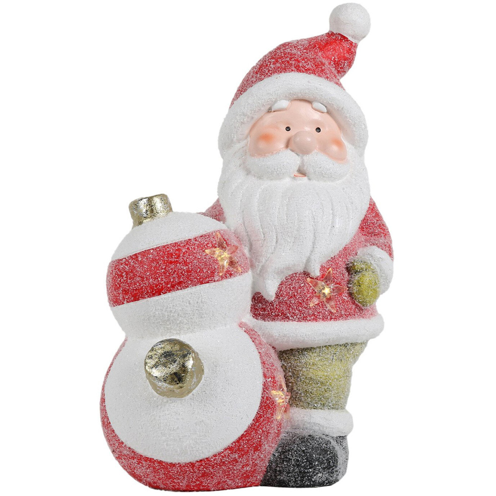 Candy Cane Wishes Santa with Baubles LED Christmas Ornament Image 2