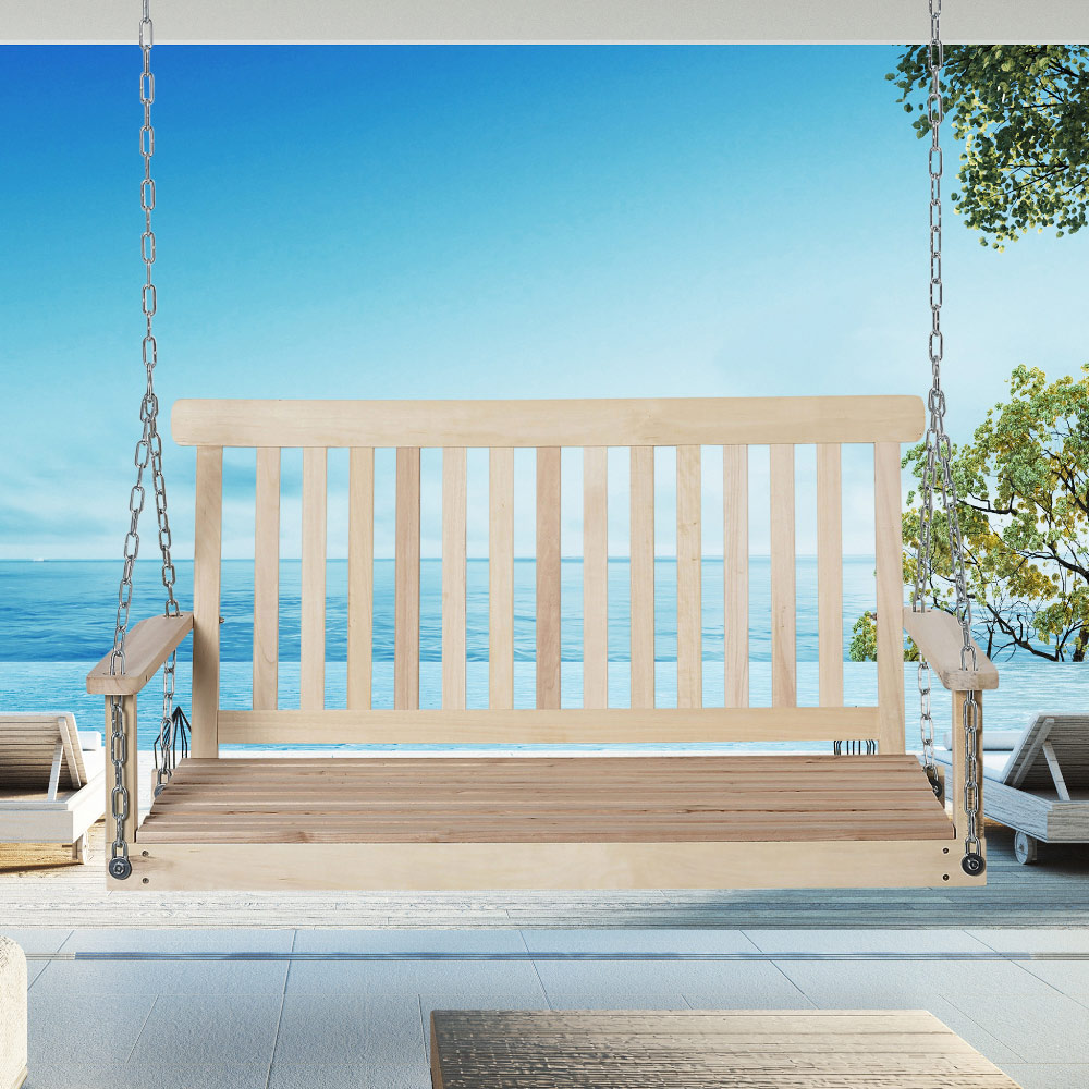 Outsunny Wooden Hanging Swing Bench Image 1