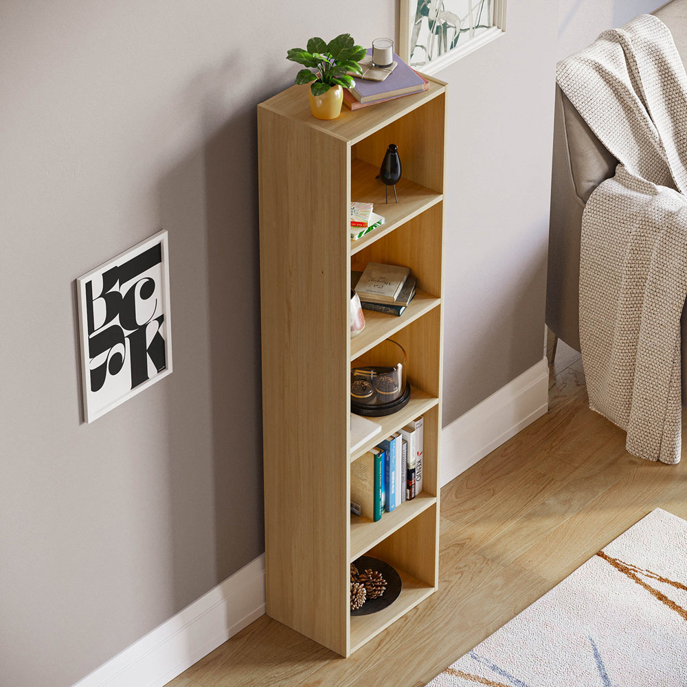 Vida Designs Oxford 5 Shelf Oak Cube Bookcase Image 4