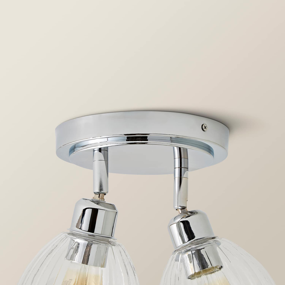 ValueLights Cheltenham Ribbed Shades 2 Way Chrome Adjustable Ceiling Spotlight with Bulbs Image 3