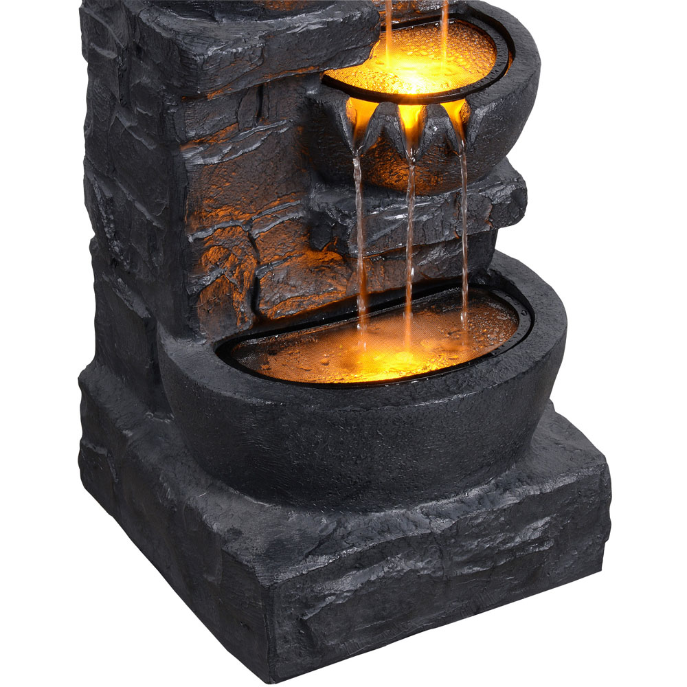 Teamson Home Dark Gray Cascading Bowls and Stacked Stones LED Outdoor Water Fountain 33 inch Image 4