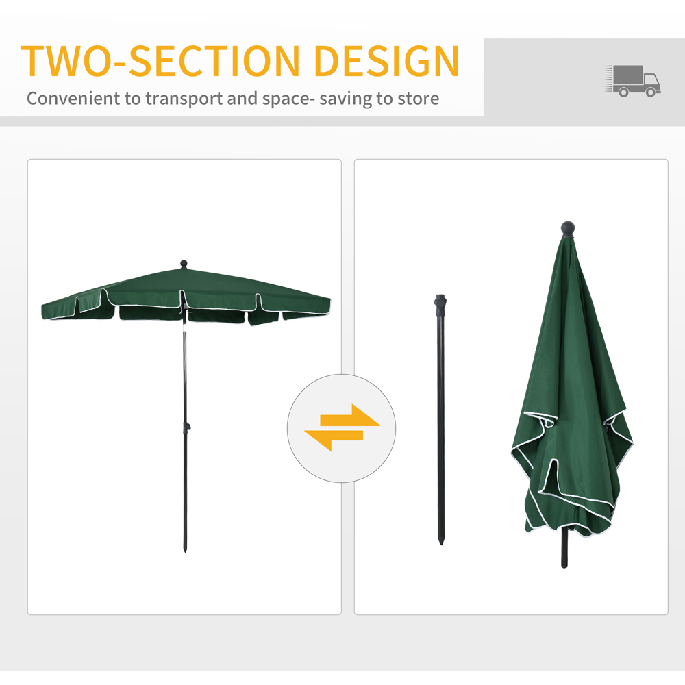 Outsunny Green Tilting Parasol 2 x 1.25m Image 5