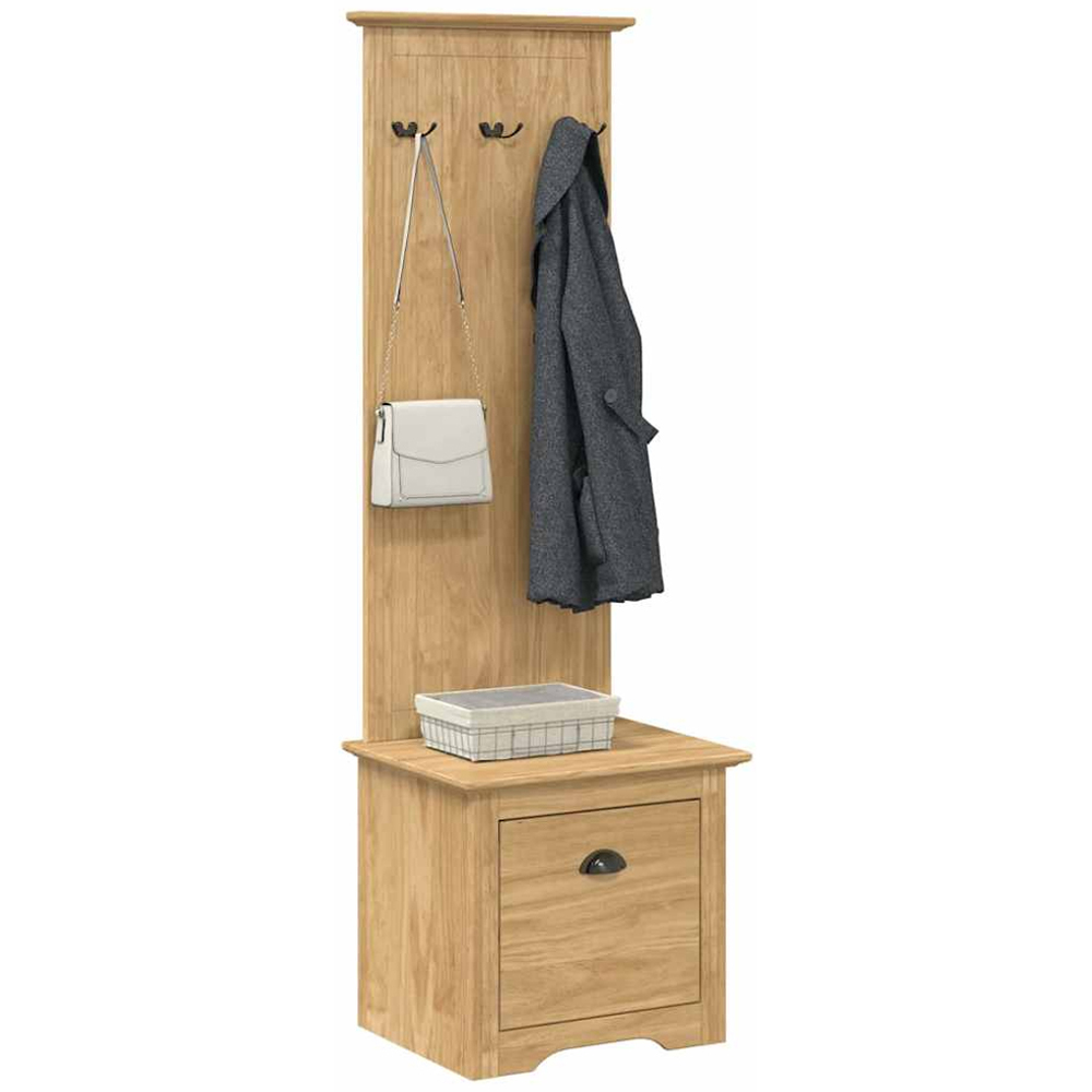 vidaXL Single Drawer Coat Hook Honey Brown Modern Hallway Cabinet Image 3