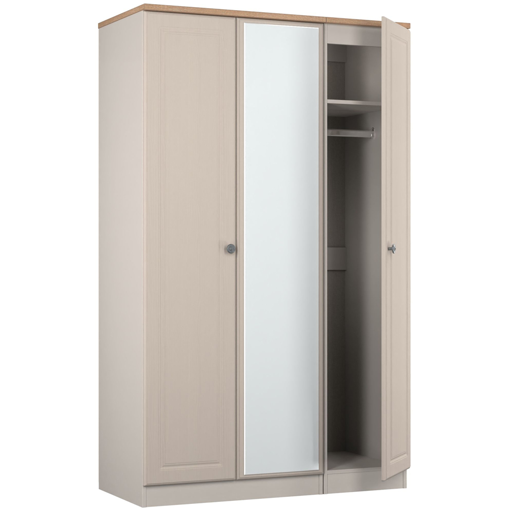 Crowndale Norfolk 3 Door Kashmir Ash and Bardolino Oak Mirror Wardrobe Ready Assembled Image 5