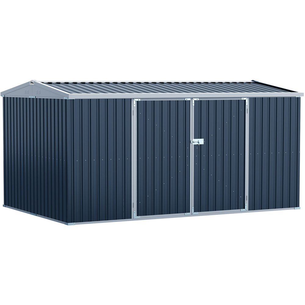 Outsunny 14 x 9ft Grey Garden Storage Shed with Floor Foundation Image 1