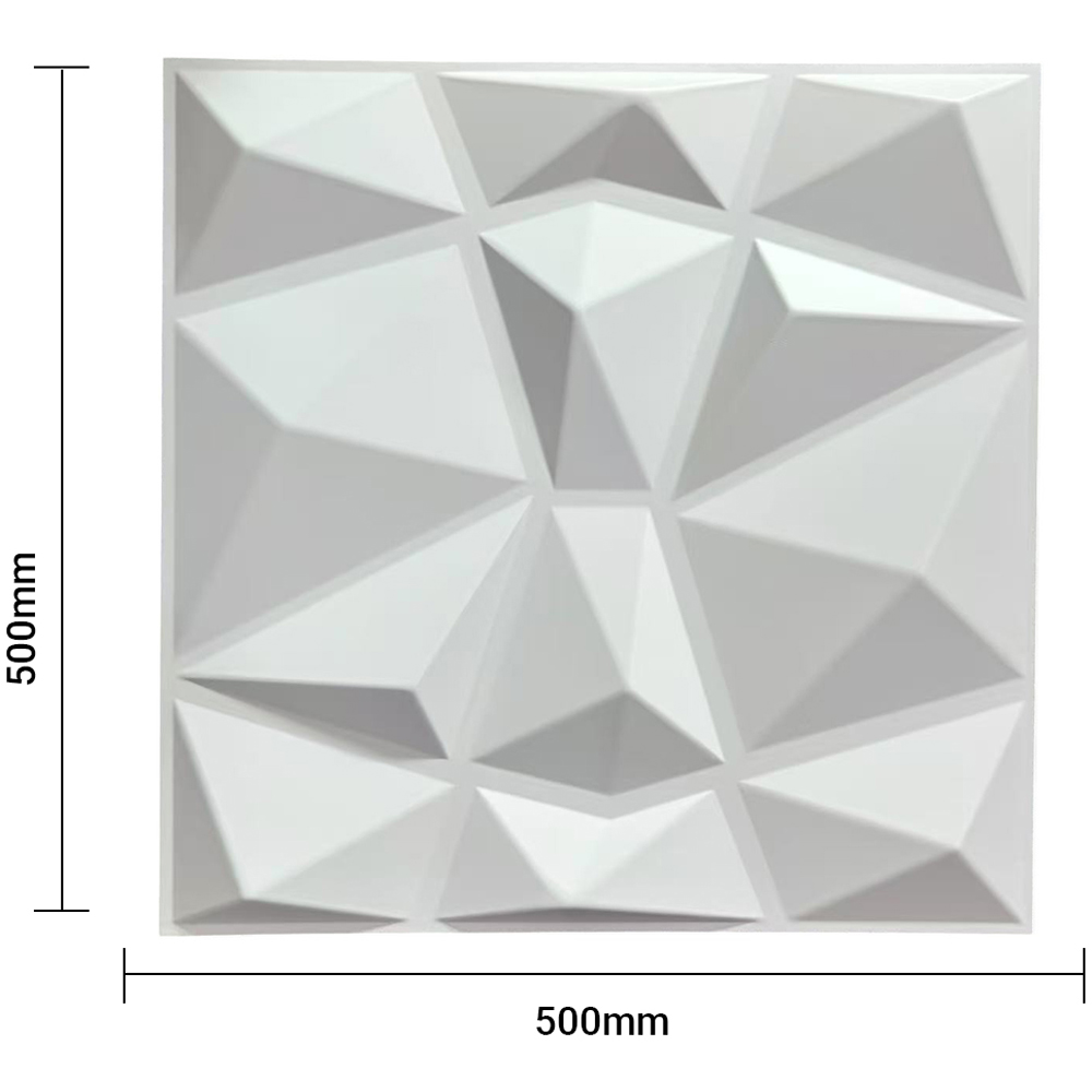 Britwall 3D White Faceted Diamond PVC Wall Panel 500 x 500 x 1mm 4 Pack Image 6