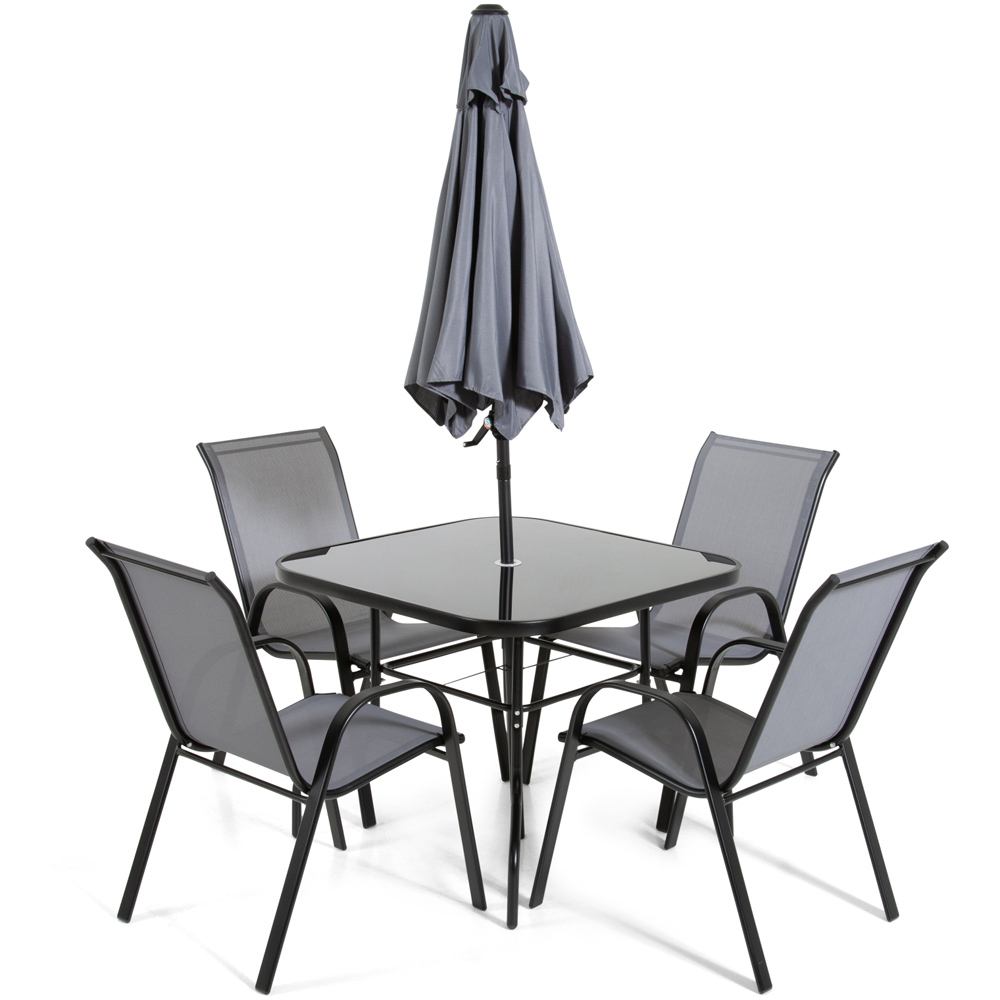 Outdoor Living Lancaster 4 Seater Garden Dining Set Black and Grey Image 3