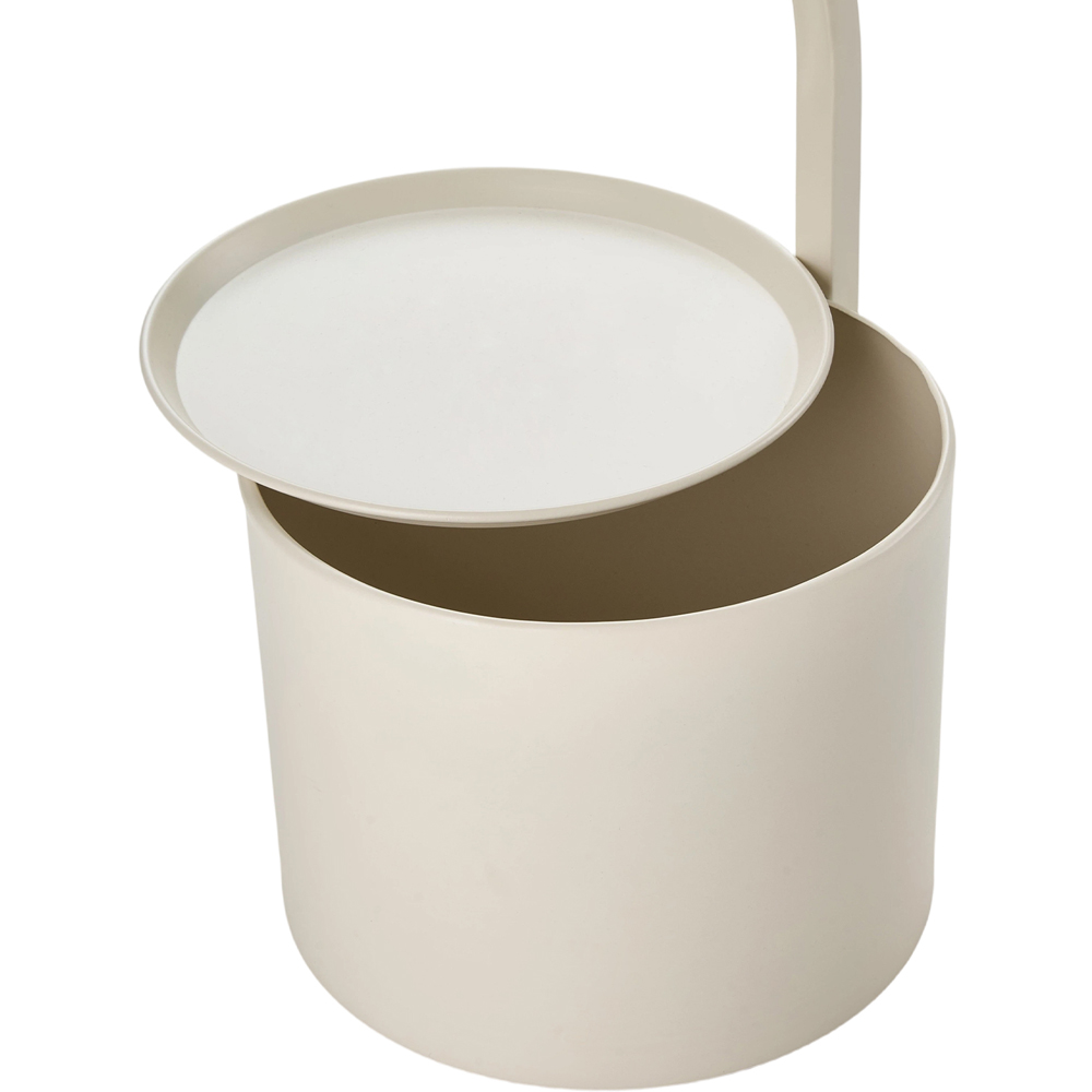 Living and Home Cream White Round Storage Side Table Image 5