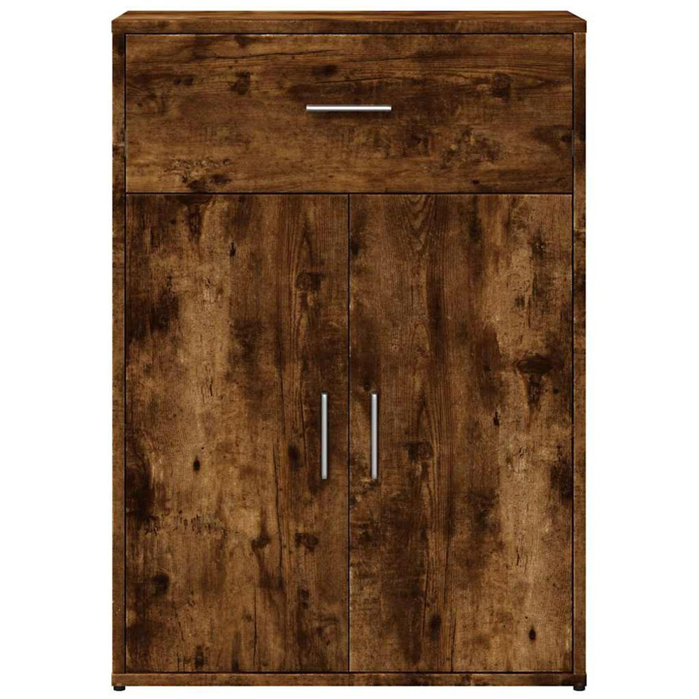 vidaXL 2 Door Single Drawer Smoked Oak Sideboard Image 5