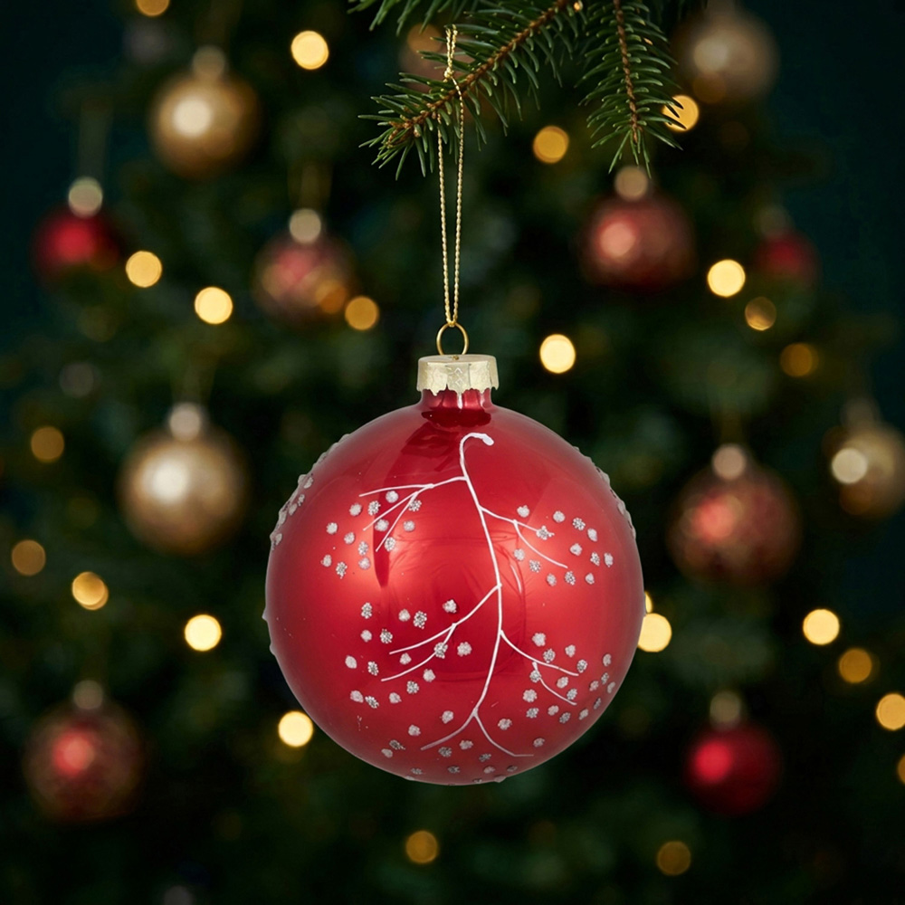 Ruby Red Glitter Design Bauble Image 2
