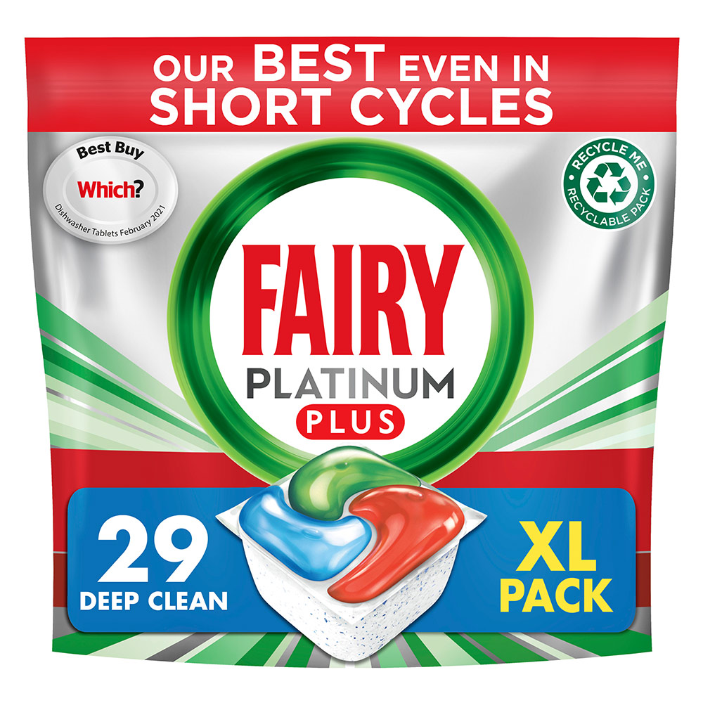 Fairy Platinum Plus Deep Clean All in One Dishwasher Tablet 29 Pack Image 1