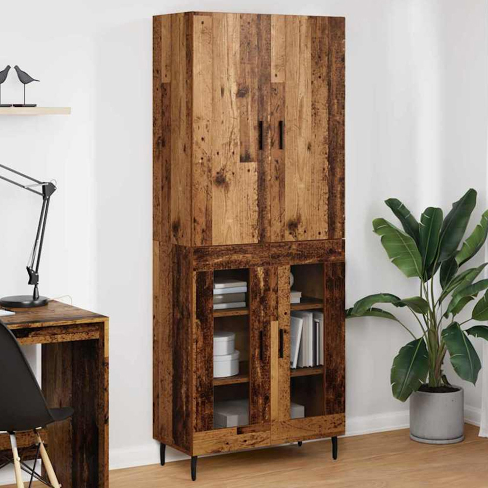 vidaXL 2 Glass Door Old Wood Modern Highboard Image 1