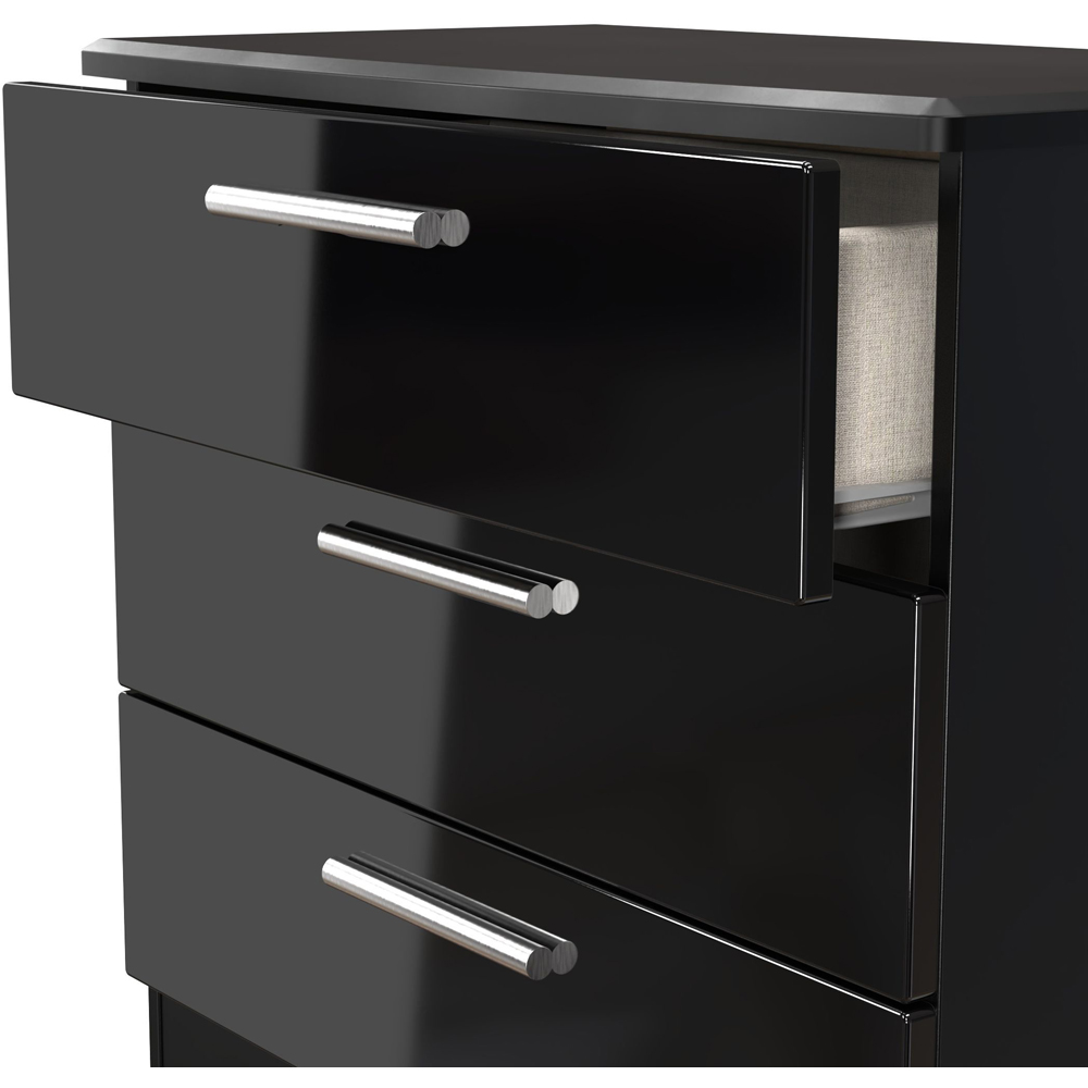 Crowndale Knightsbridge 3 Drawer Black Gloss and Black Chest of Drawers Ready Assembled Image 6