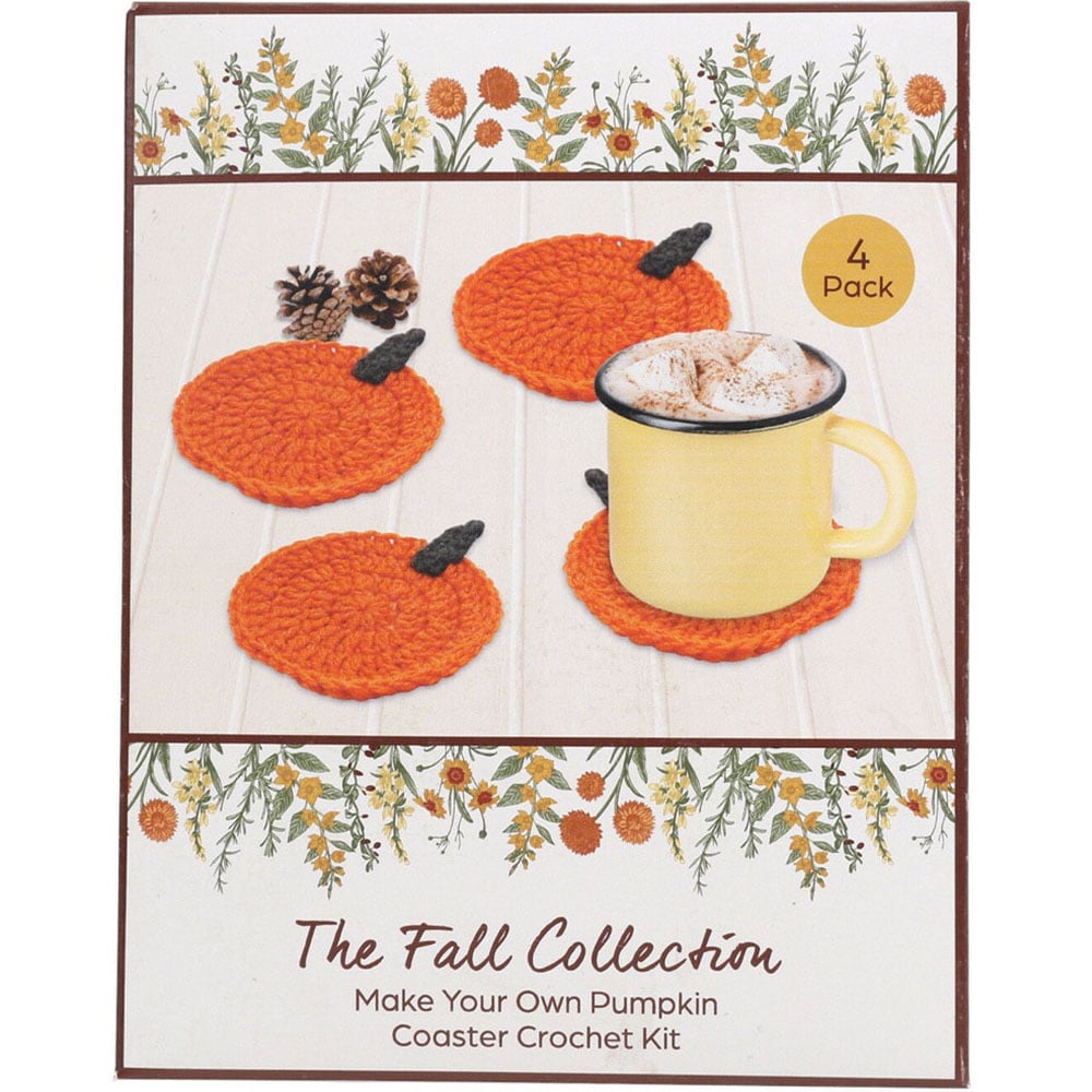 The Fall Collection Make Your Own Pumpkin Coaster Crochet Kit Image 1
