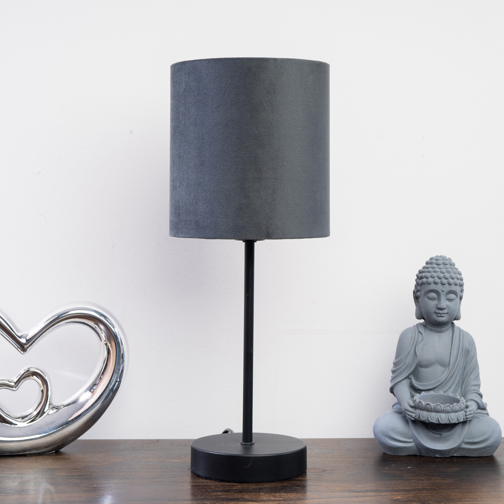 Kliving Hove Grey Shade Black Table Lamp Image 2