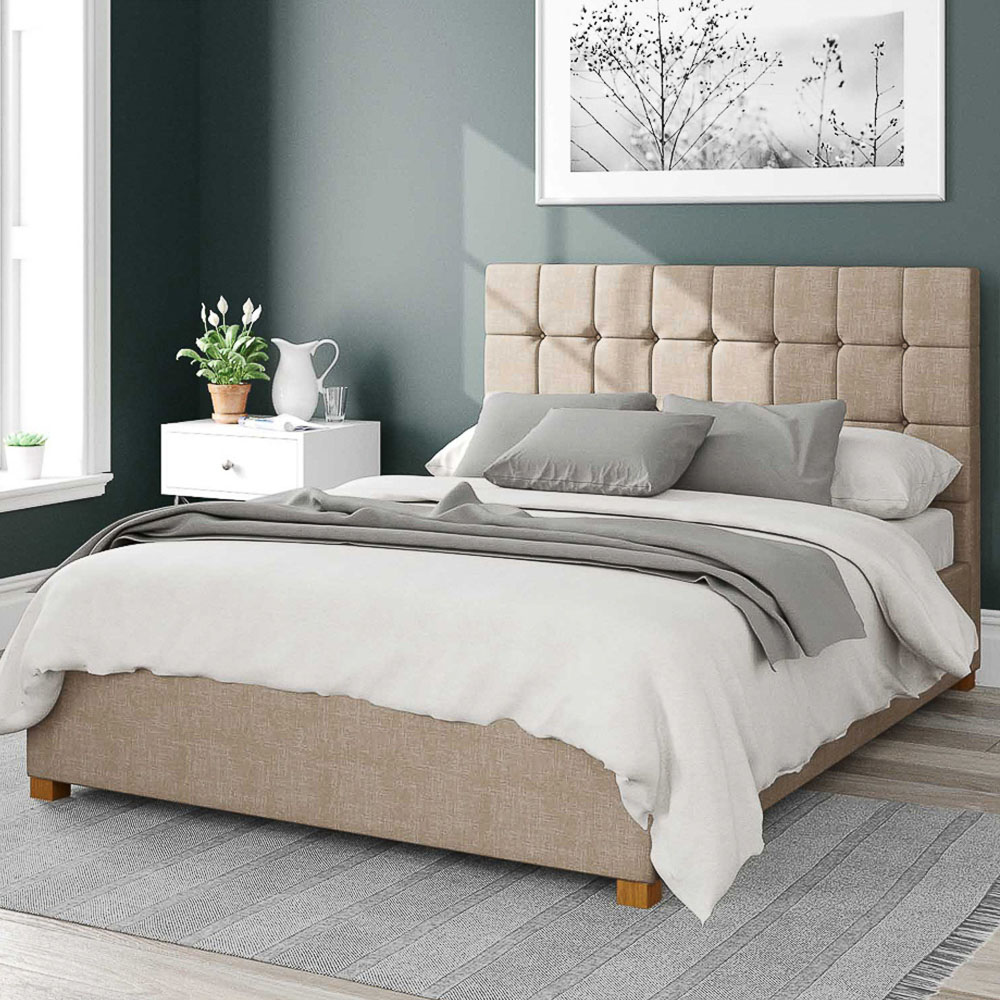 Aspire Sinatra Small Double Mink Malham Weave Ottoman Bed Image 1