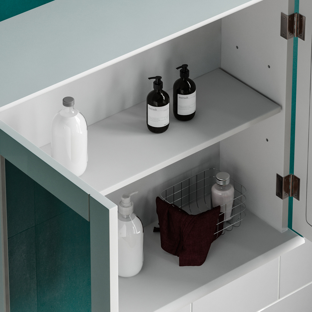 Lassic Bath Vida Priano White Wide 2 Door Mirror Bathroom Cabinet Image 4