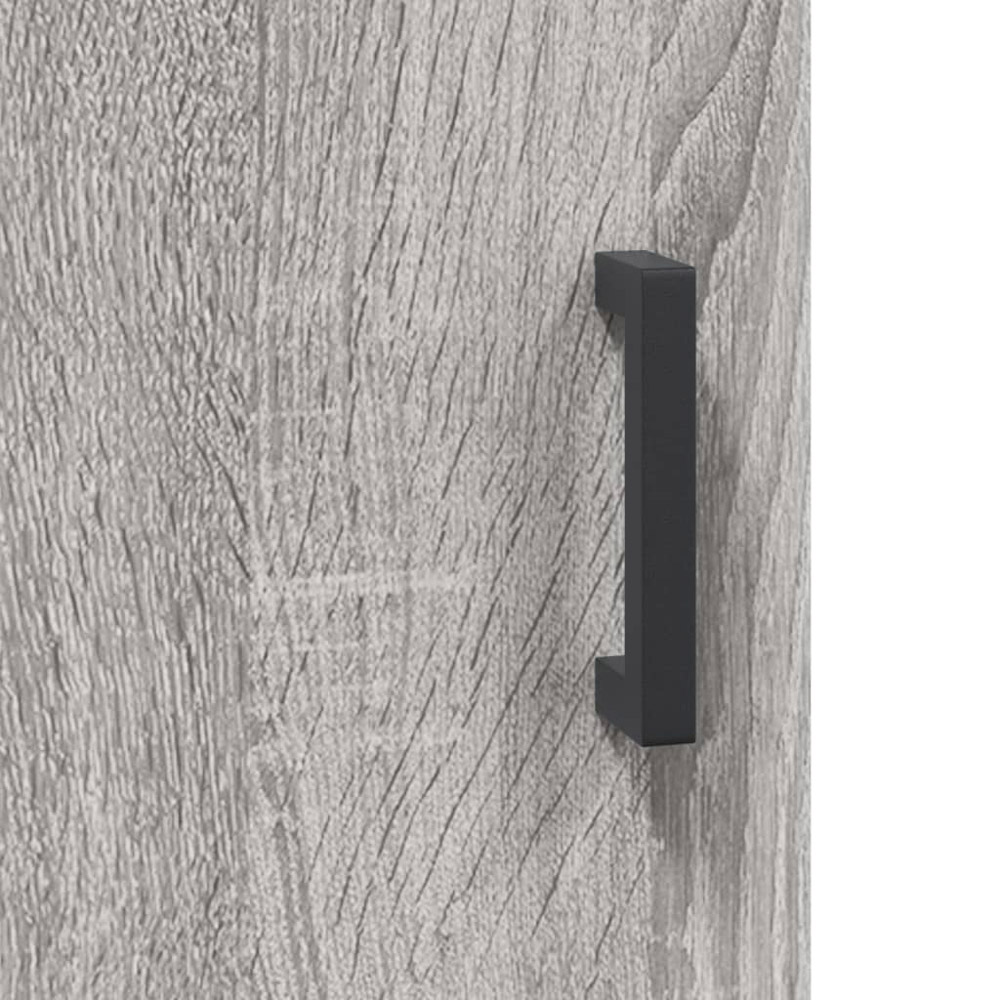 vidaXL 2 Glass Door 3 Shelf Grey Sonoma Highboard with Black Handle Image 9