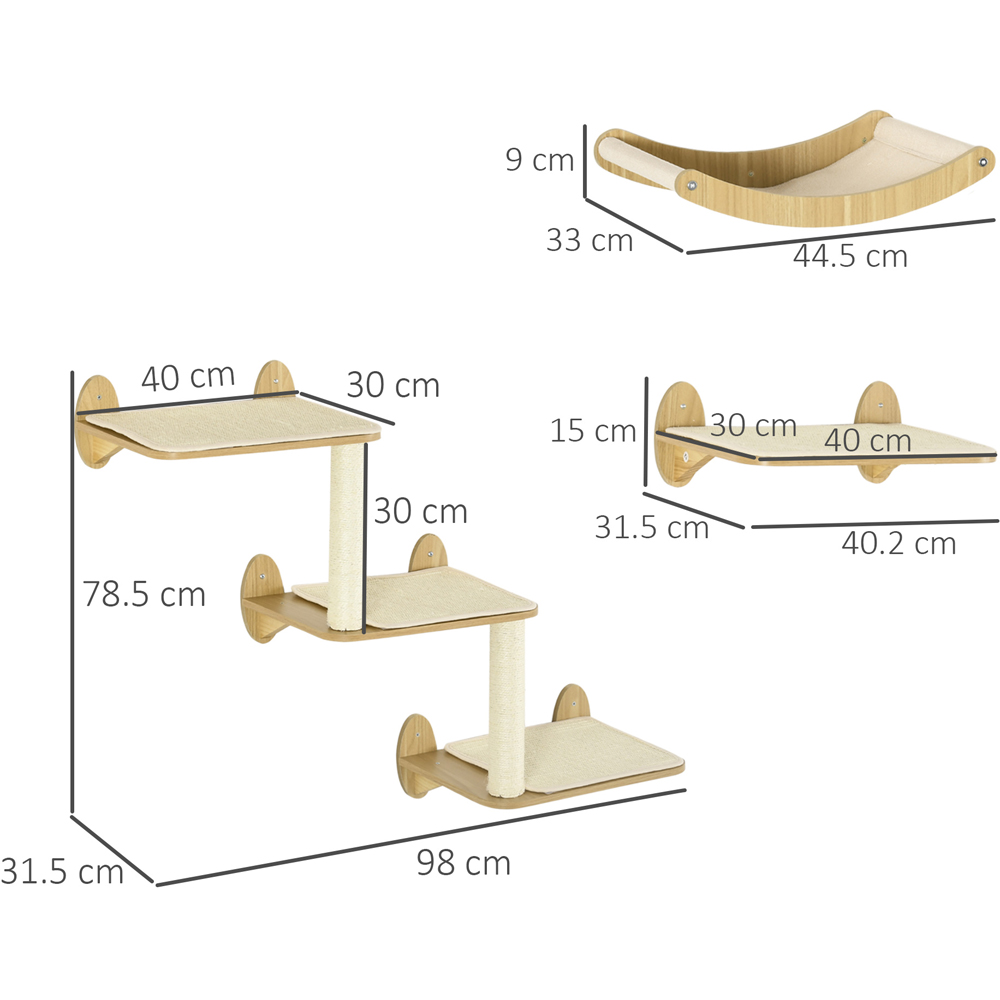 PawHut Oak Wall Mounted Cat Activity Centre Image 5