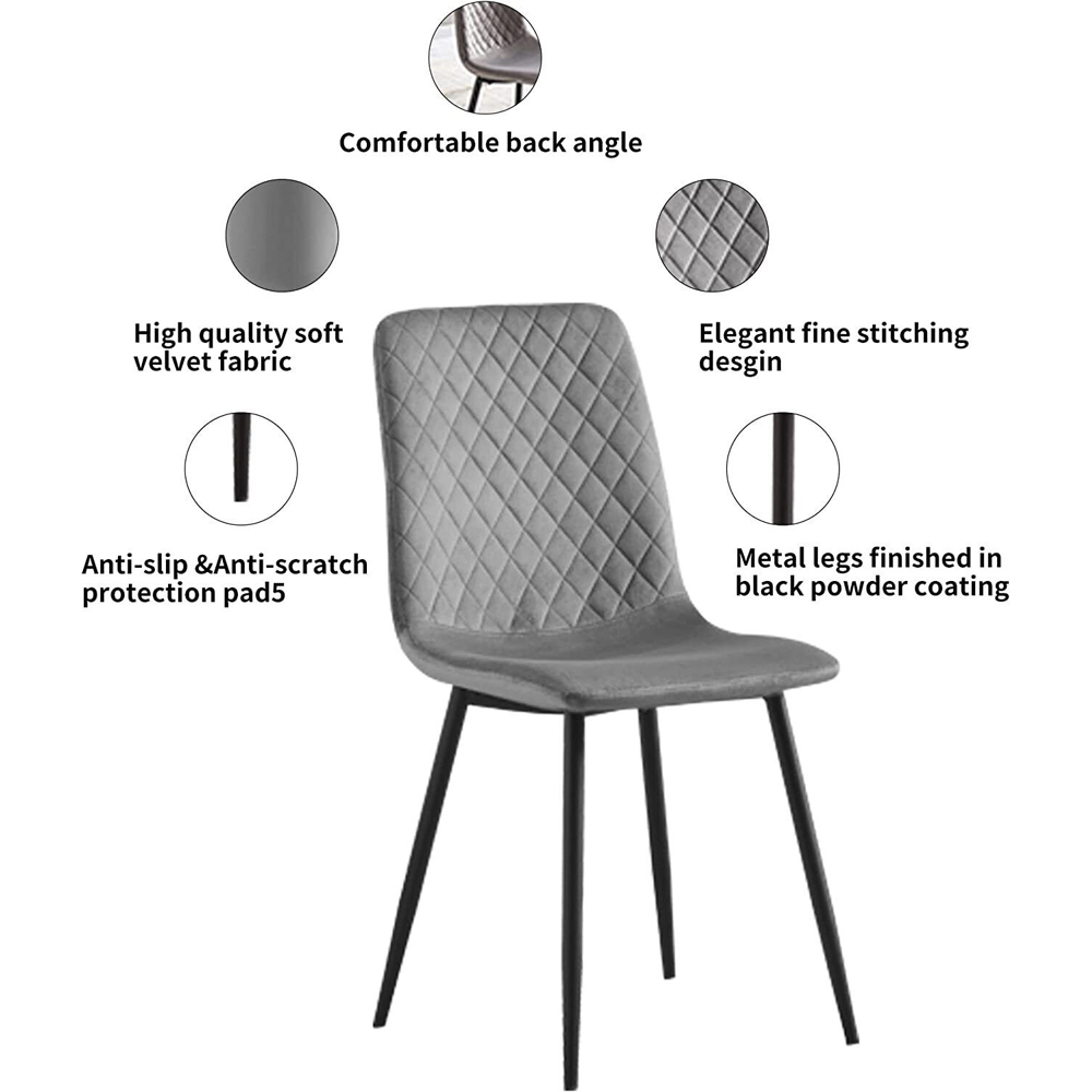 Lexi Set of 4 Black Velvet Fabric Dining Chairs Image 8