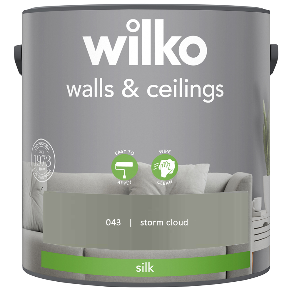 Wilko Walls & Ceilings Storm Cloud Silk Emulsion Paint 2.5L Image 2
