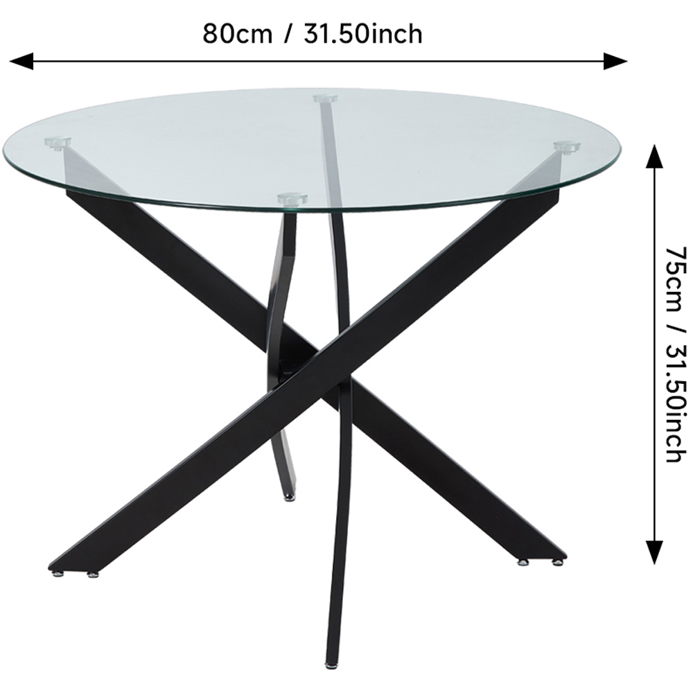 Living and Home 2 Seater 80cm Round Tempered Glass Dining Table Black Image 9