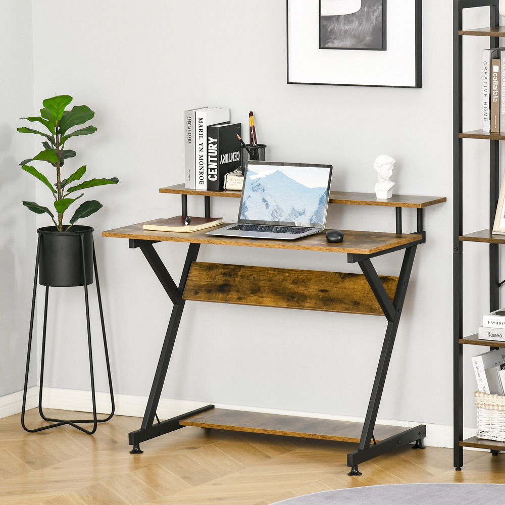 Portland R-Shaped Compact Desk Brown Image 4