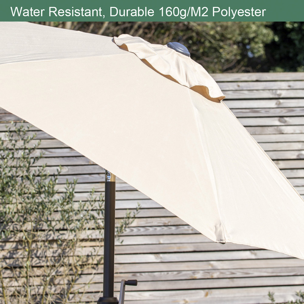 GardenKraft Beige 6 Ribs Crank and Tilt Parasol 2m Image 4