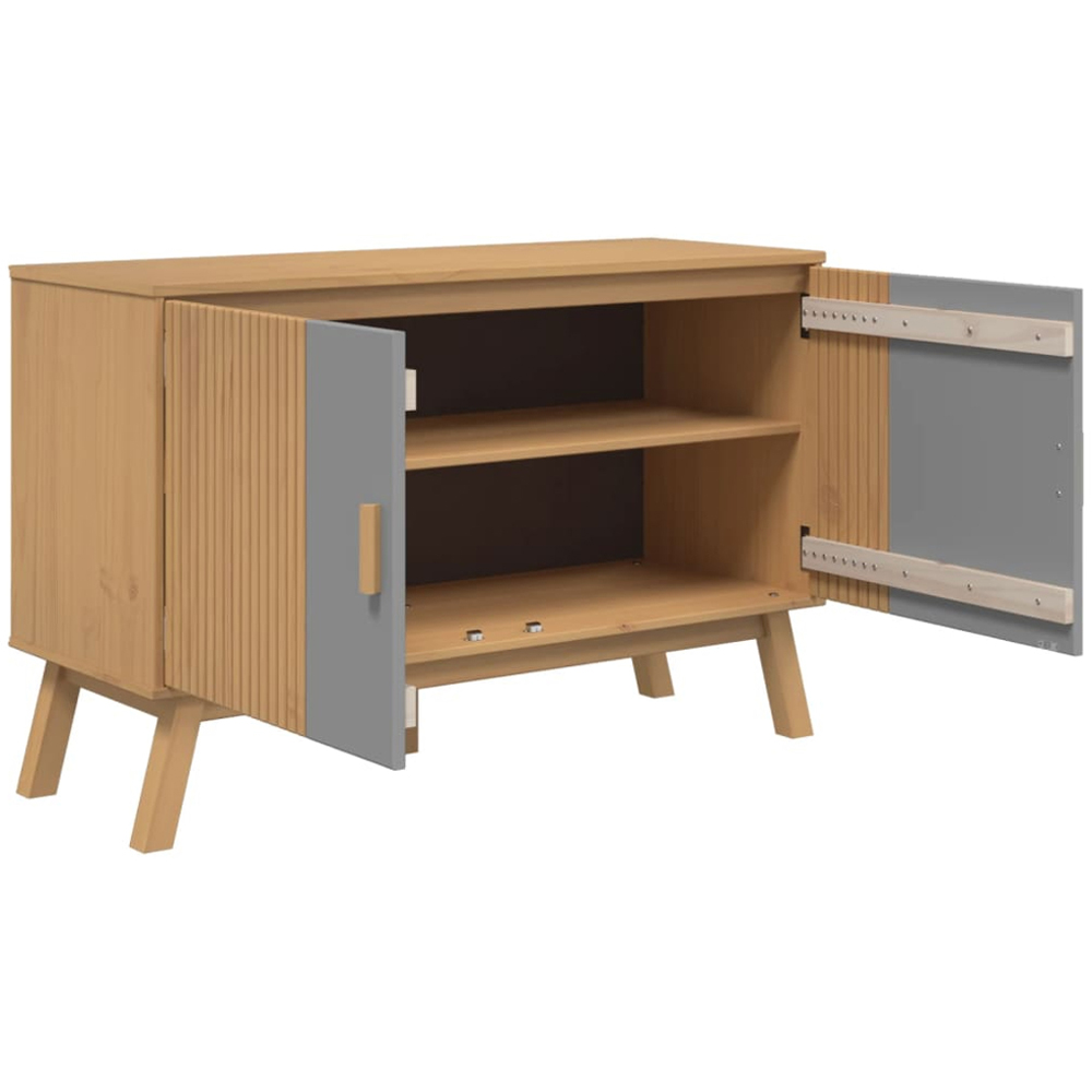 vidaXL 2 Door Grey and Brown Solid Pine Wood Sideboard Image 7