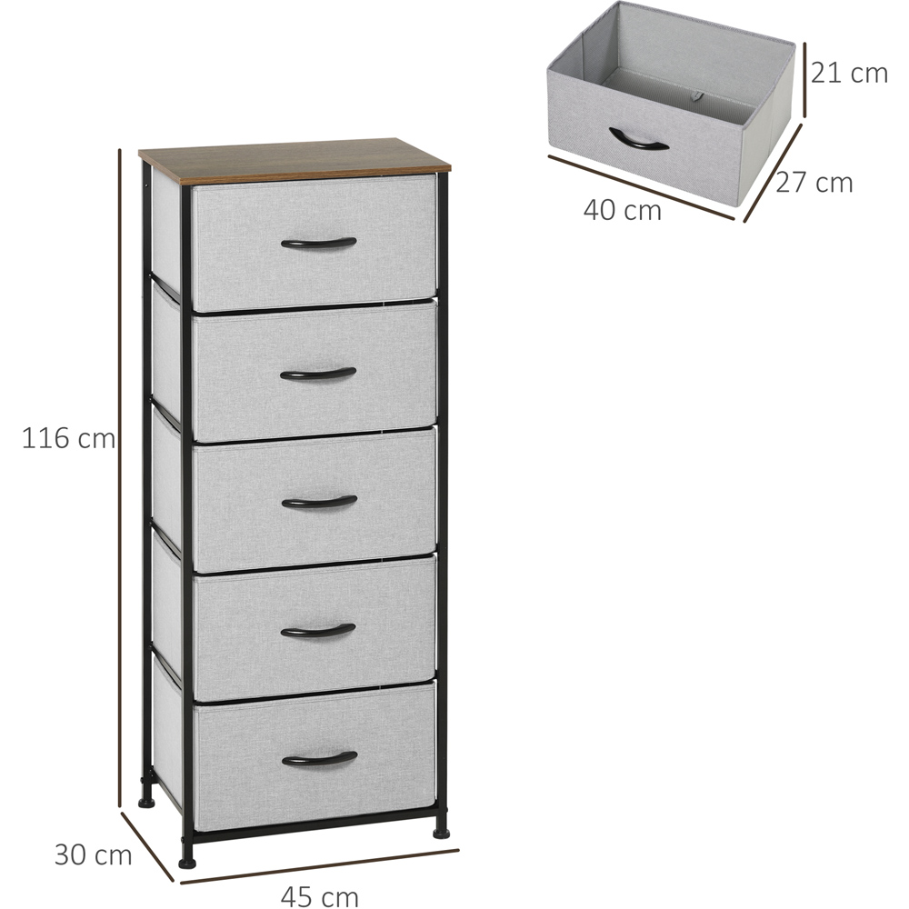 Portland 5 Drawer Grey Tall Chest of Drawers Image 8