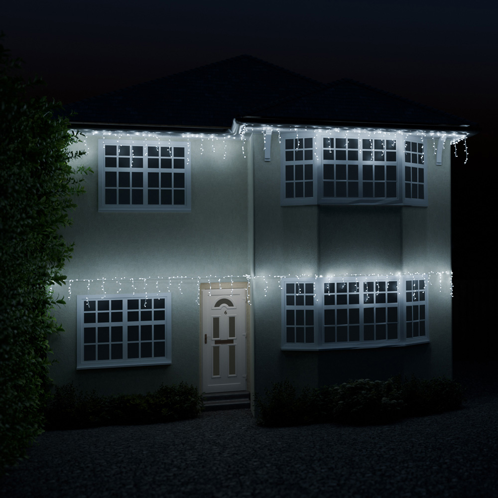 The Christmas Centre 210 Twinkling LED White Cable Icicle Light 6.6m Image 5