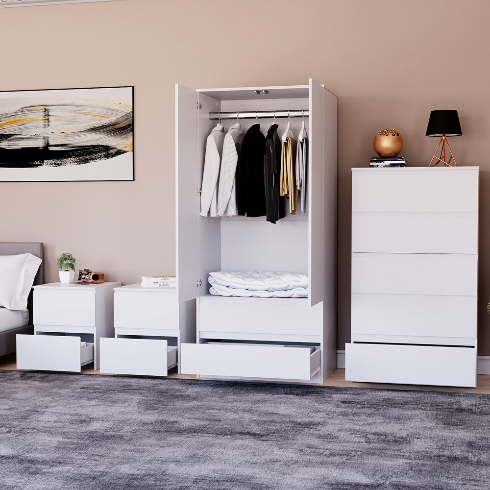 Denver White 4 Piece Bedroom Furniture Set Image 4