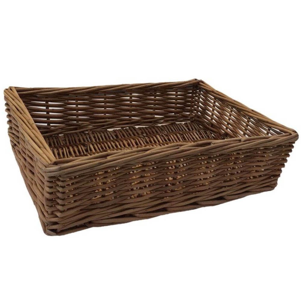 Red Hamper Large Double Steamed Wicker Storage Tray Image 1