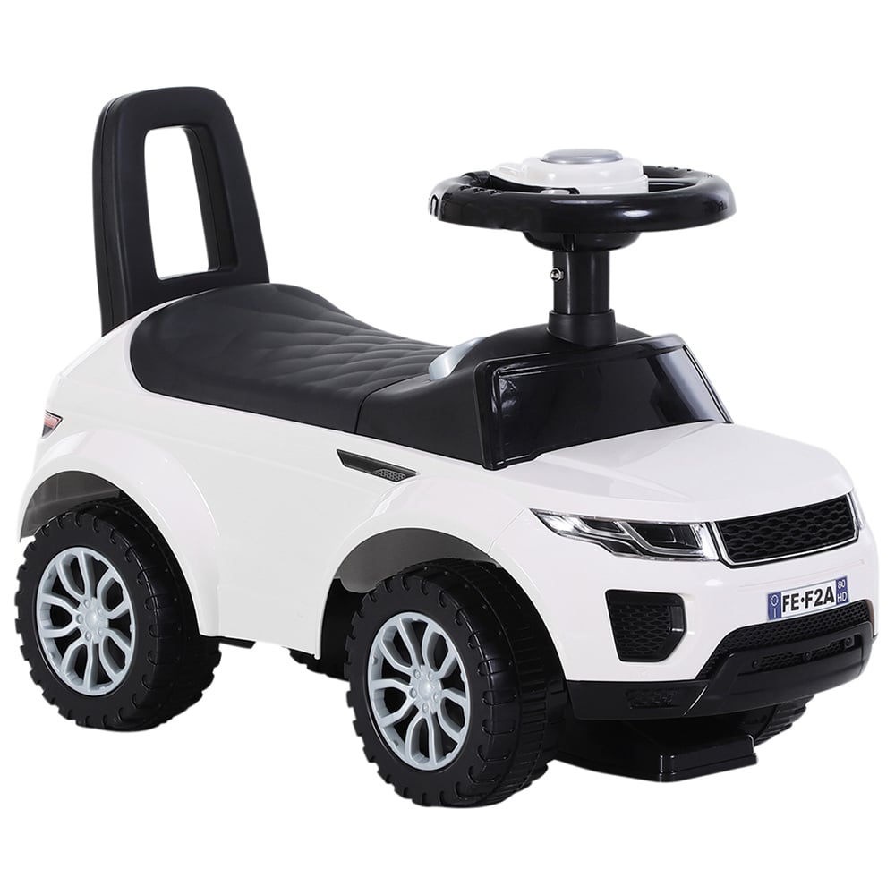 HOMCOM Kids White Foot-To-Floor Ride On Sliding Car Image 1