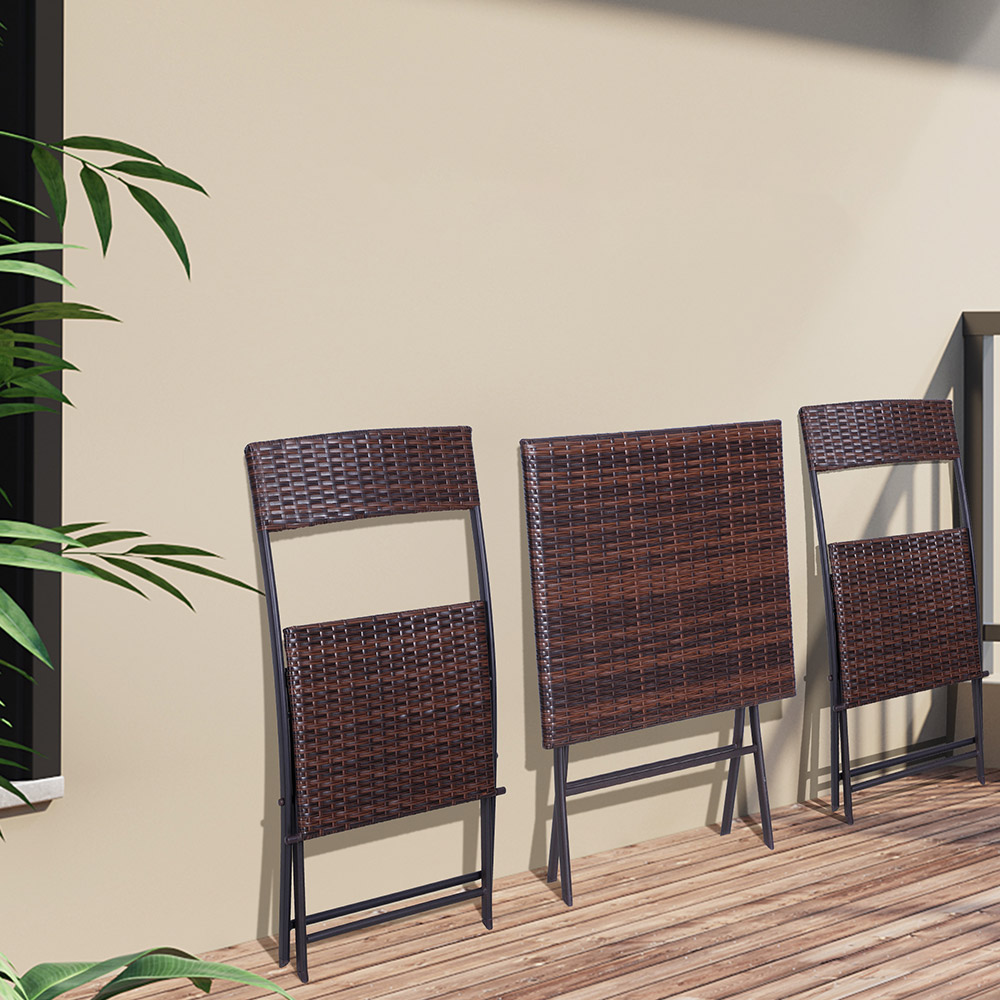 Outsunny 3 PCS Rattan Chair Set Brown Image 6