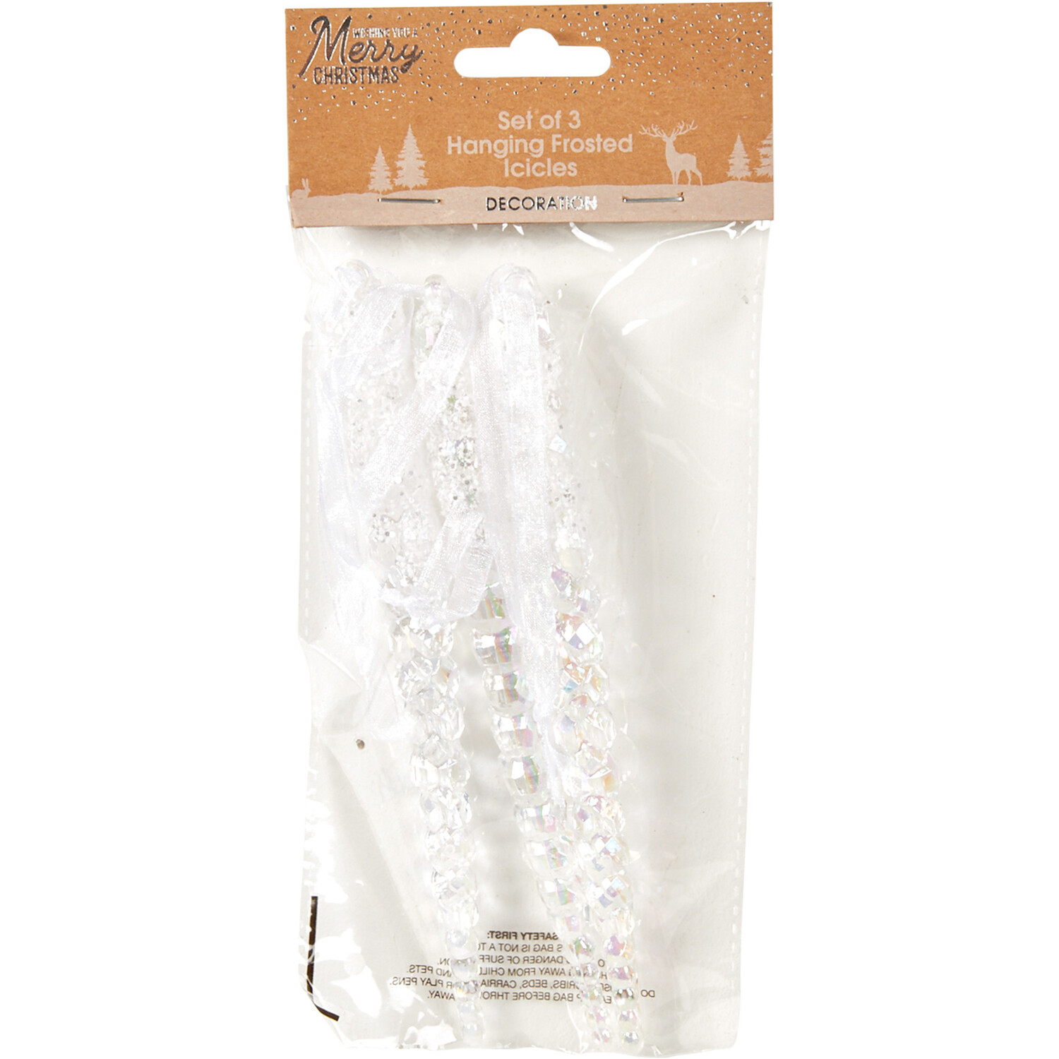 Set of 3 Hanging Frosted Icicles Image 1
