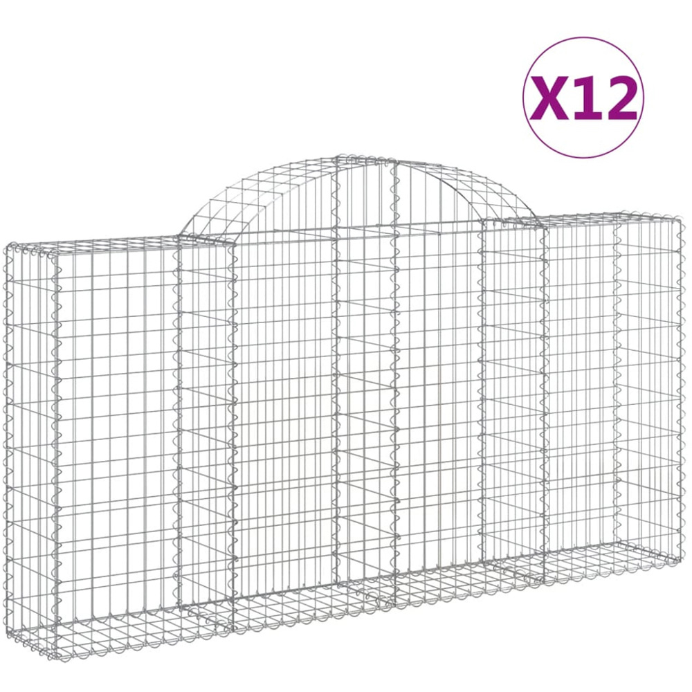 vidaXL Silver Galvanised Iron Gabion Basket 200 x 30 x 100/120cm 12 Pack Image 4