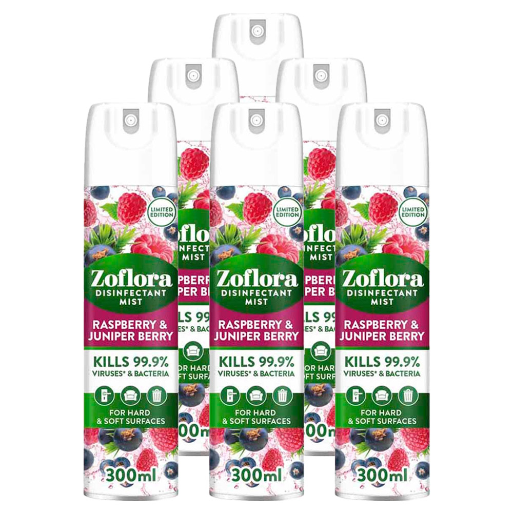 Zoflora Raspberry and Juniper Berry Disinfectant Mist Aerosol Case of 6 x 300ml Image 1