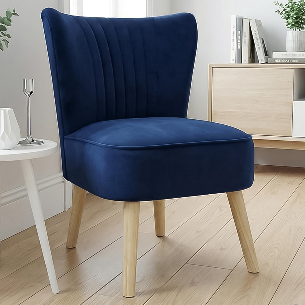 Alivio Blue Velvet Upholstered Modern Accent Chair Image 1
