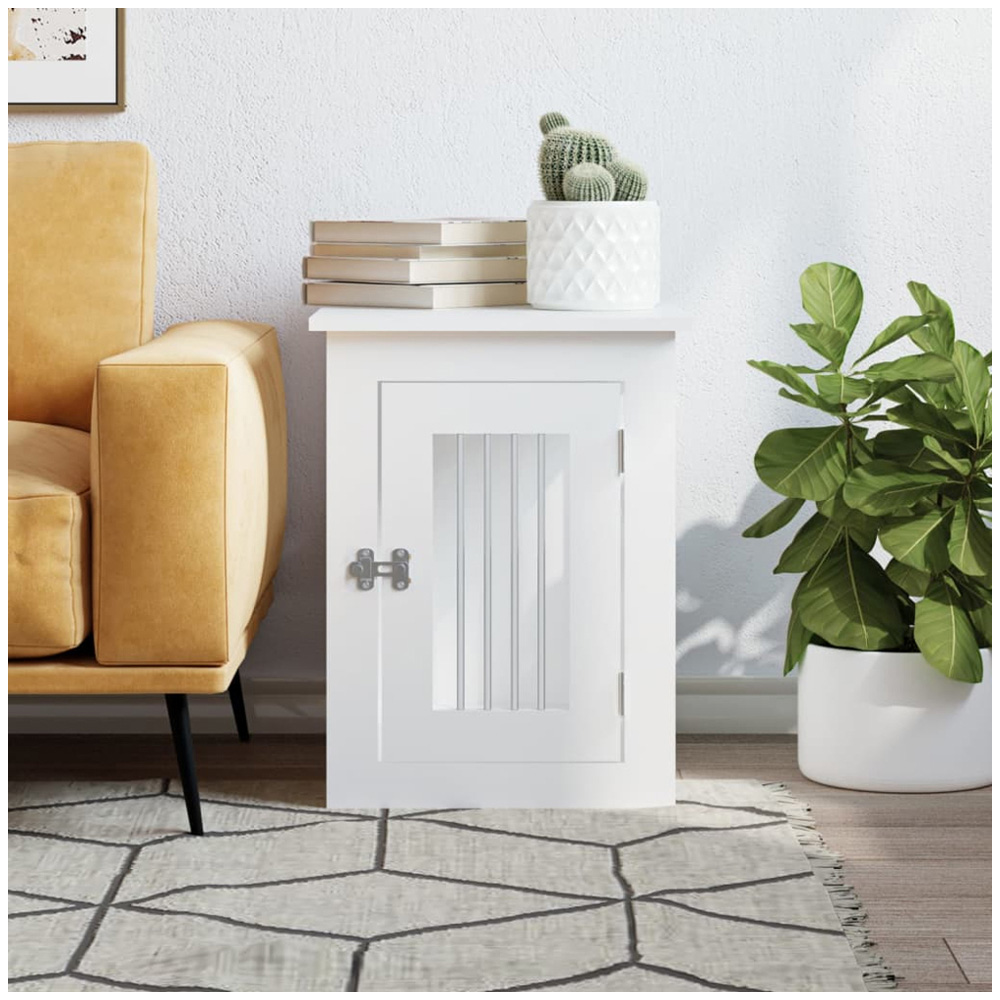 vidaXL White Dog Crate Furniture 45 x 62 x 59cm Image 2