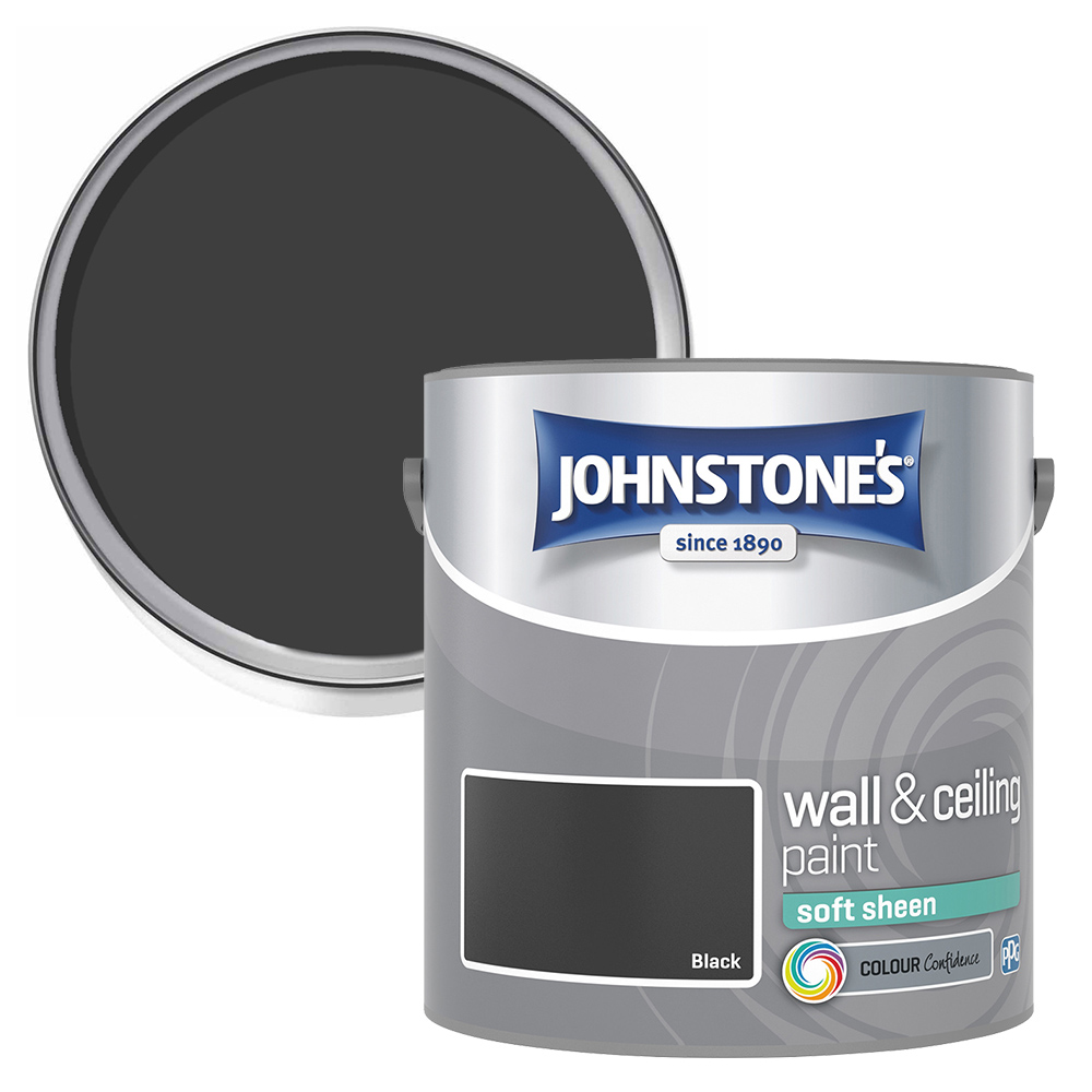 Johnstone's Walls & Ceilings Black Soft Sheen Emulsion Paint 2.5L Image 1