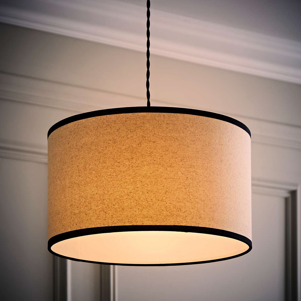 ValueLights Eva Linen Medium Drum Shade with Black Trim Image 6
