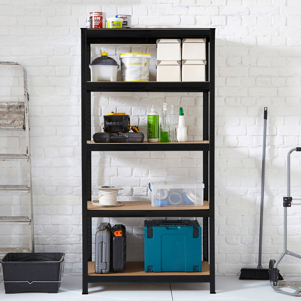 Neo Black 5 Tier Steel Garage Shelving Image 6