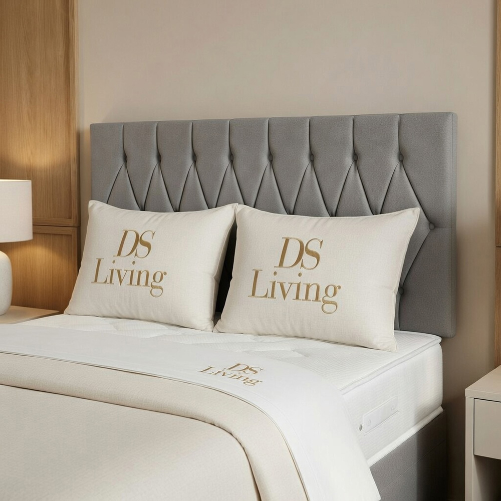 DS Living Diamond Double Silver Upholstered Divan Bed Image 2