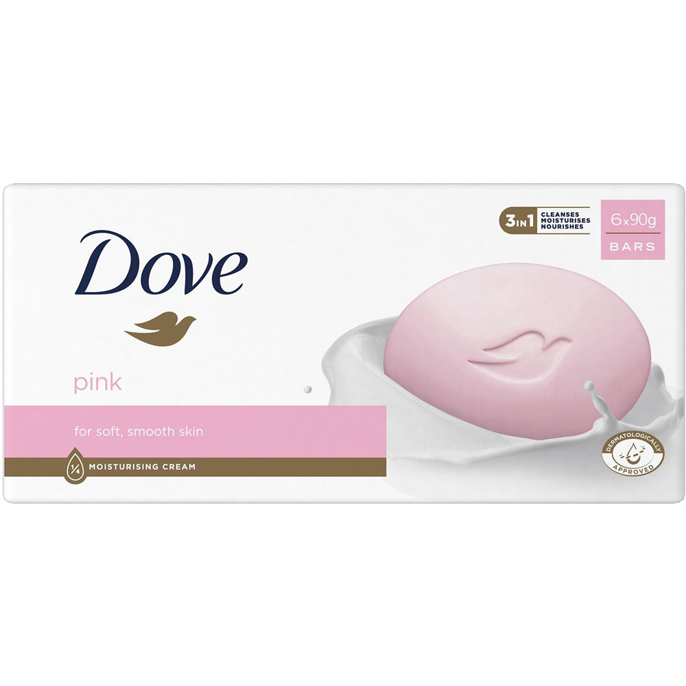 Dove Pink Beauty Moisturising Cream Beauty Bar 6 x 90g 2 Pack Image 3