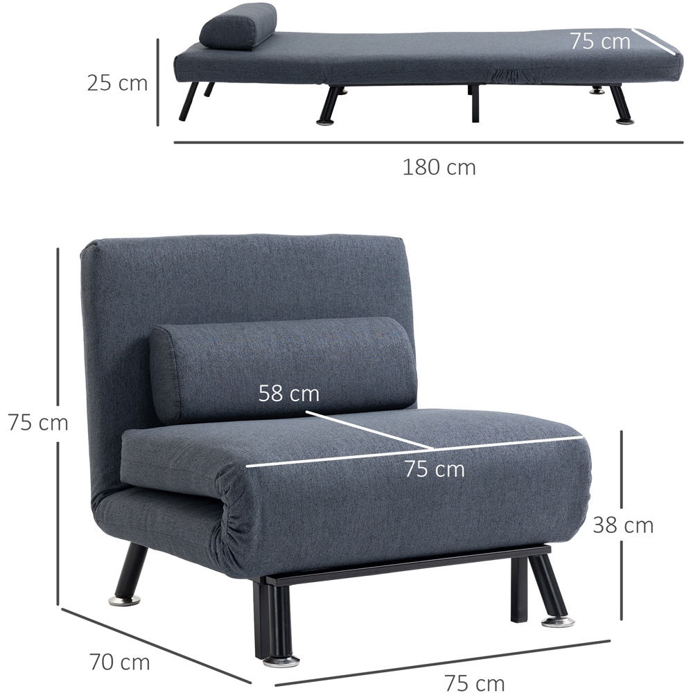 Portland Single Sleeper Dark Grey Foldable Sofa Bed Image 6